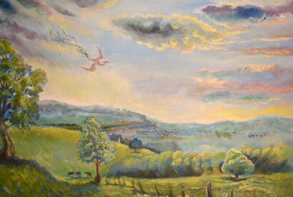 Phoenix flies out over Stroud - a Paint Artowrk by Christine Shirley